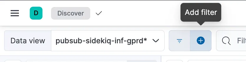 검색 조건을 추가할 준비가 된 Kibana 필터 인터페이스.