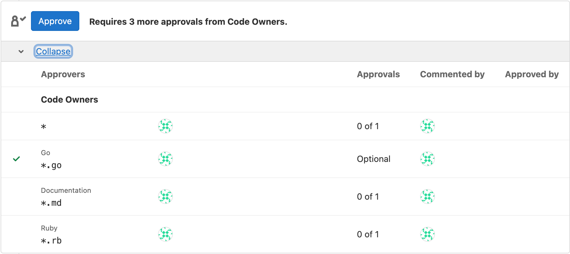 MR 위젯 - 선택적 Code Owners 섹션