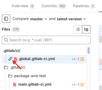 YAML 파일이 맨 위에 있는 파일 목록을 보여주는 머지 리퀘스트.