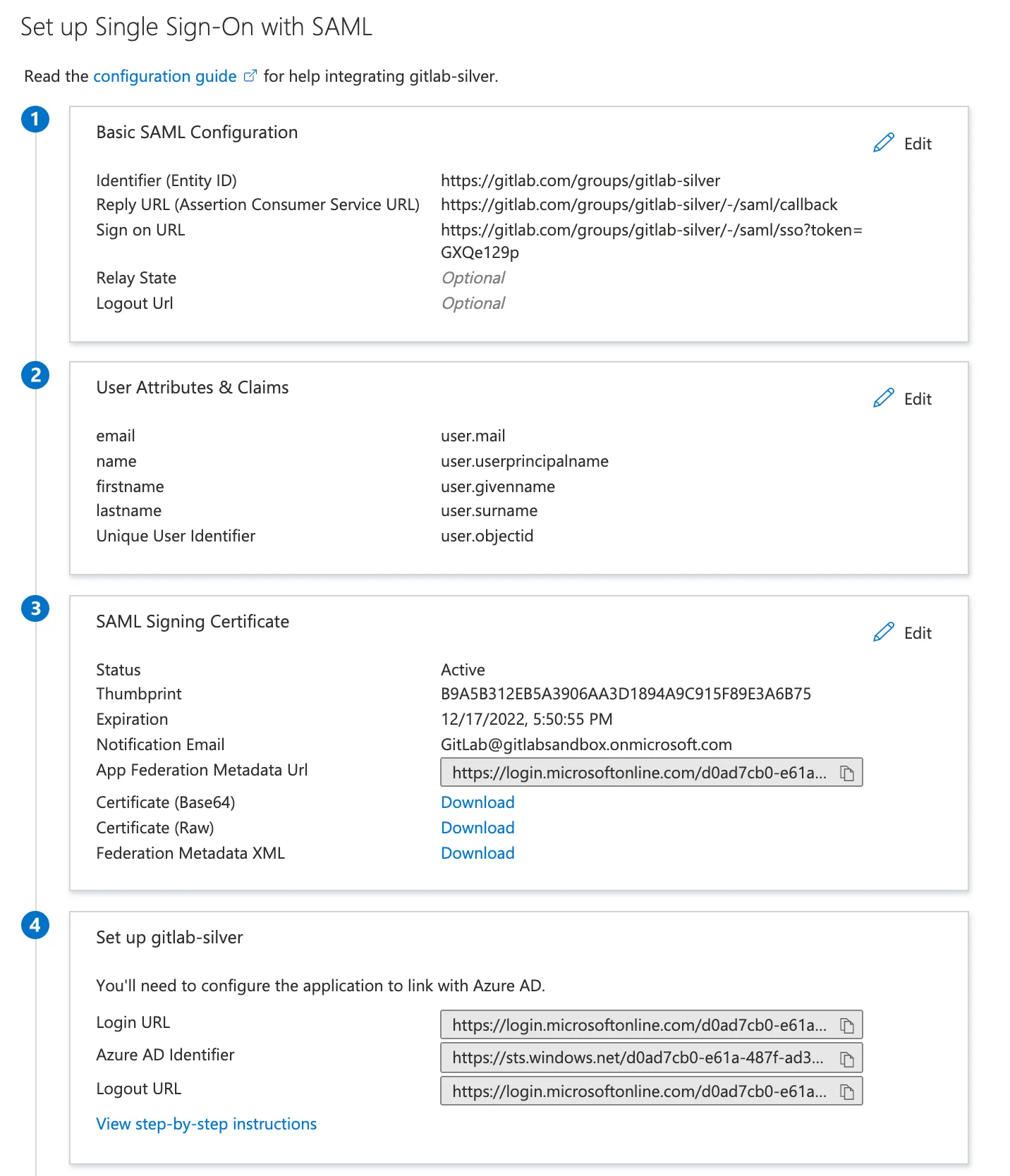 Azure AD 기본 SAML