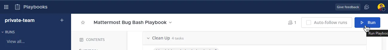 변경 사항을 저장한 다음 실행을 선택하여 플레이북을 실행합니다.