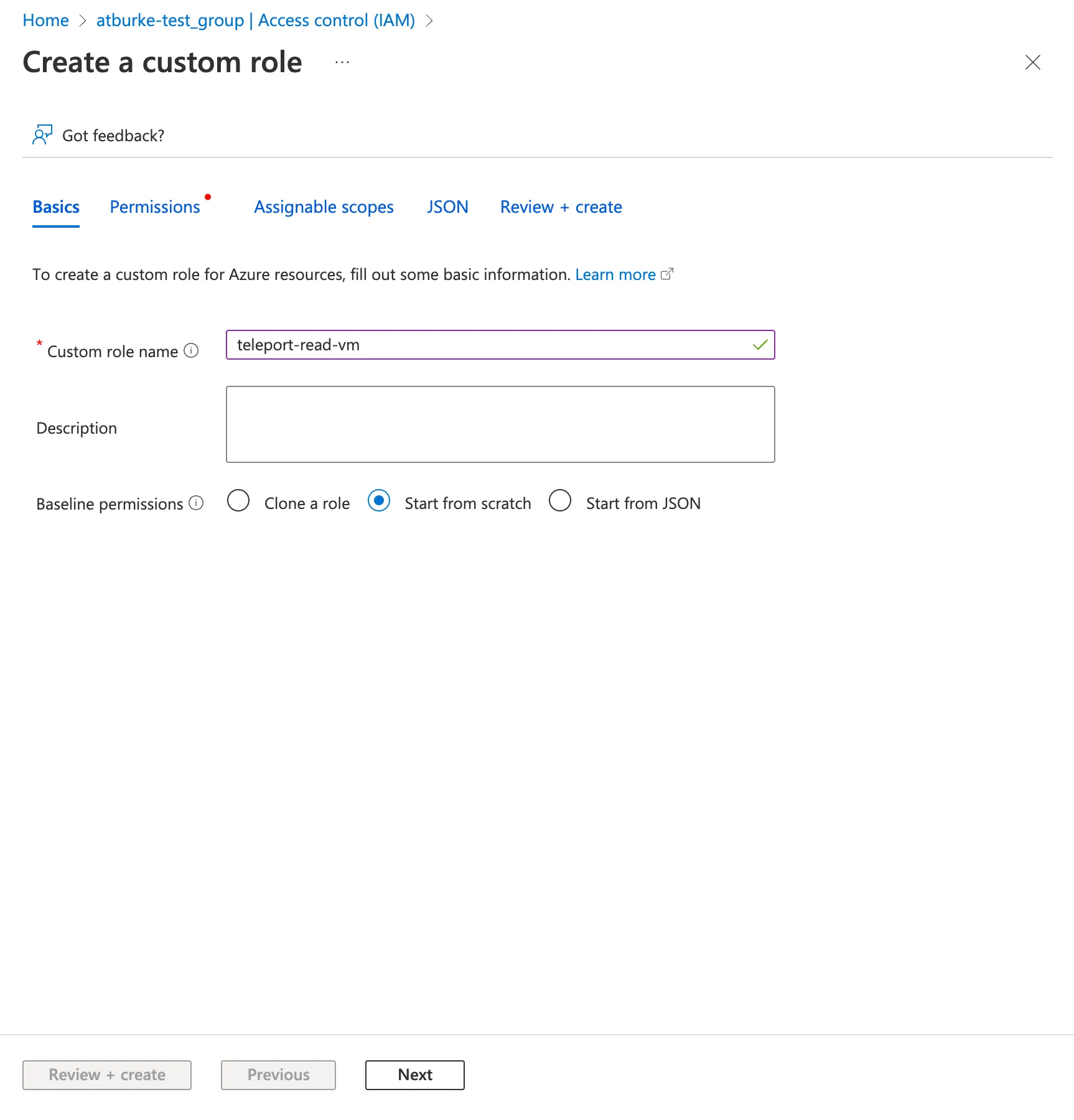 Create custom
role