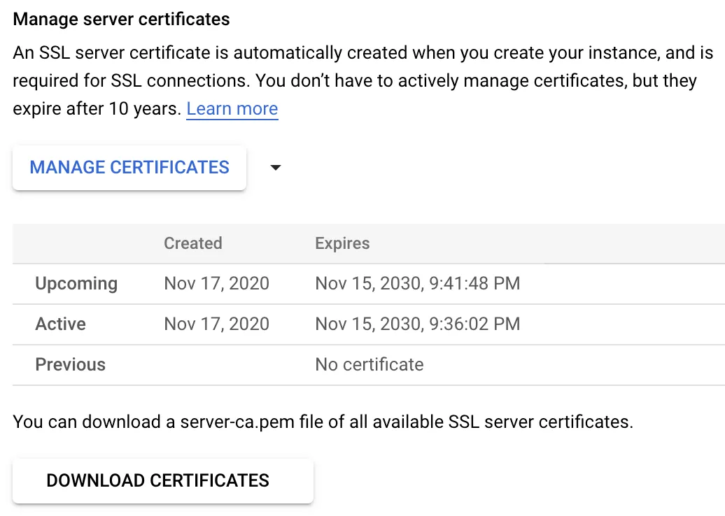 Instance Root Certificate