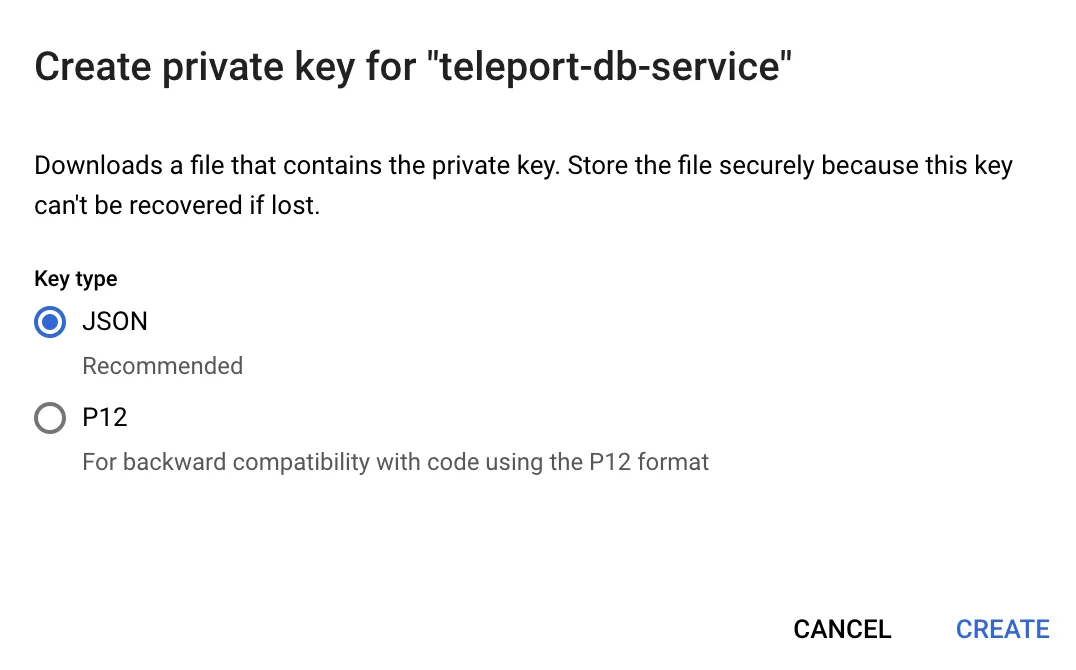 Service Account New Key