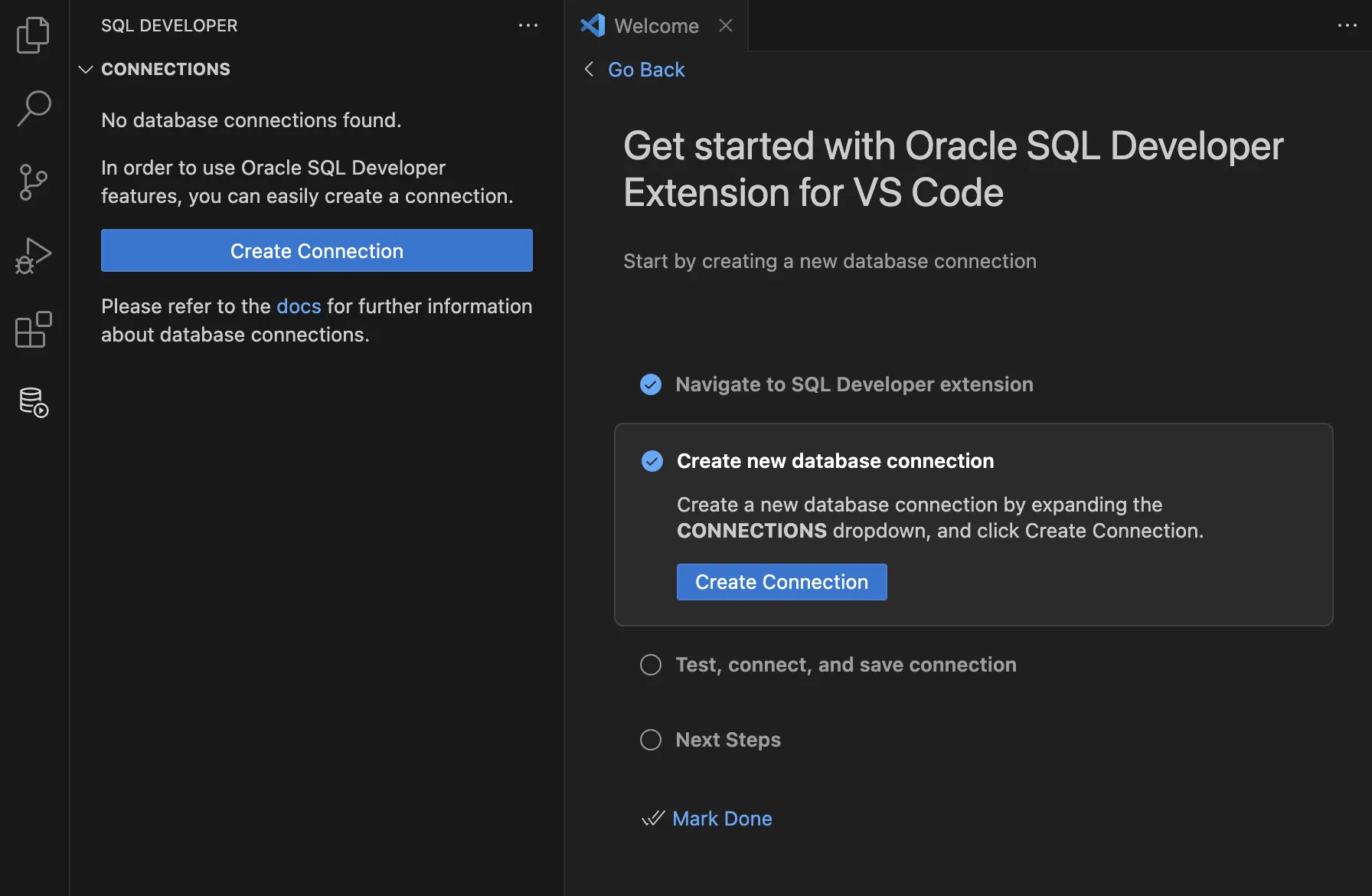 SQL Developer (VS Code) 시작