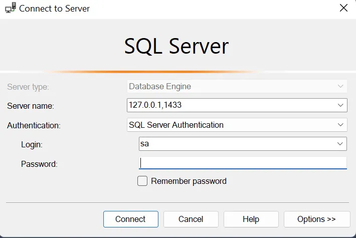 Microsoft SQL Server Management Studio 연결 옵션
