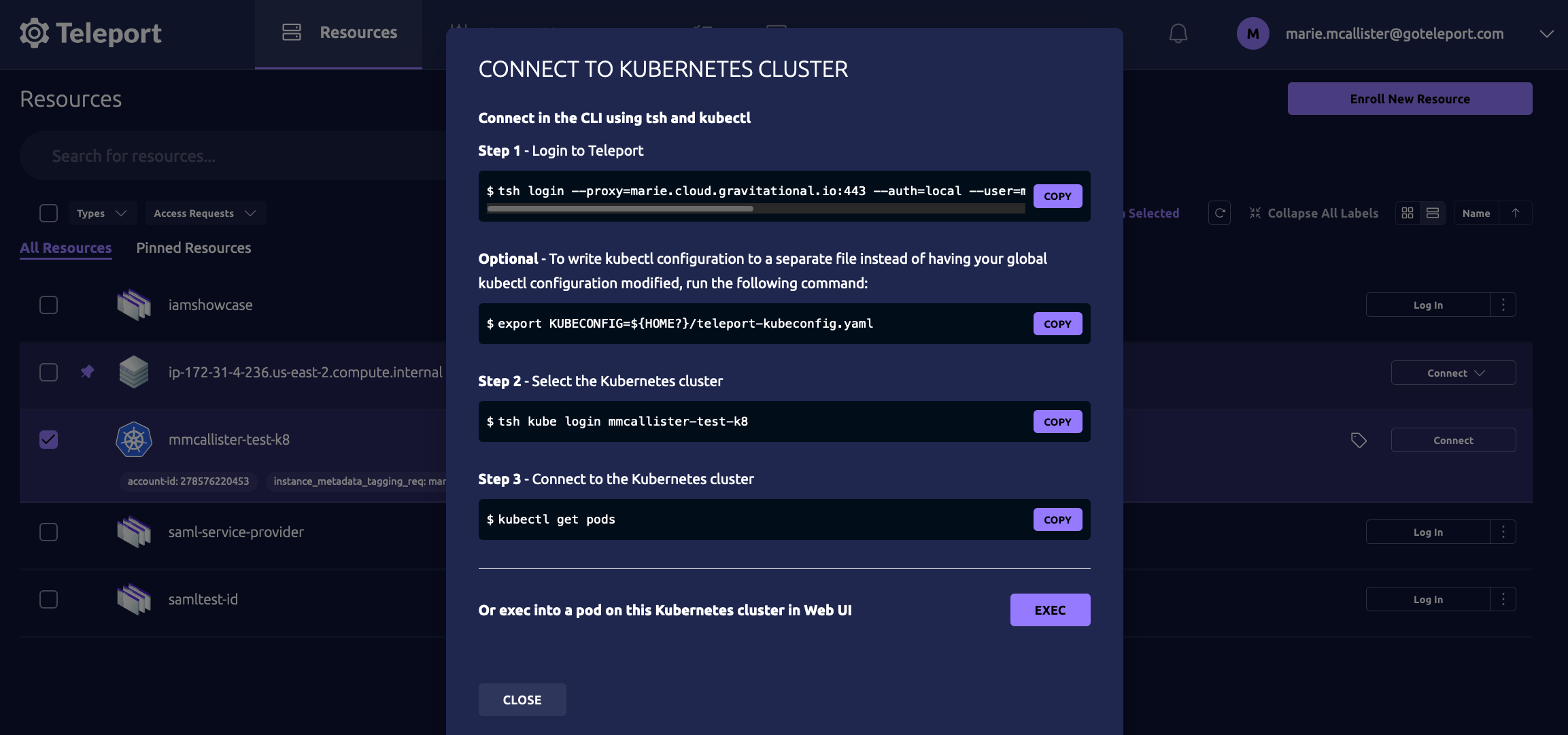 Kubernetes 클러스터에
연결